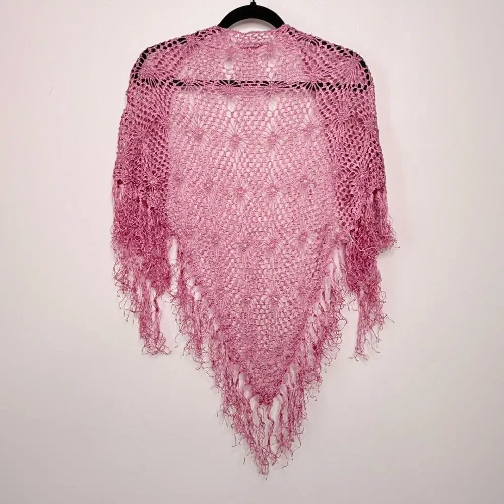 Pink Knitted Shawl/ Cover Up